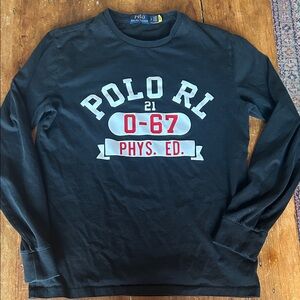 Ralph Lauren RL Phys. Ed Graphic Shirt | Long Sleeve Polo RL Tee | Black Size M